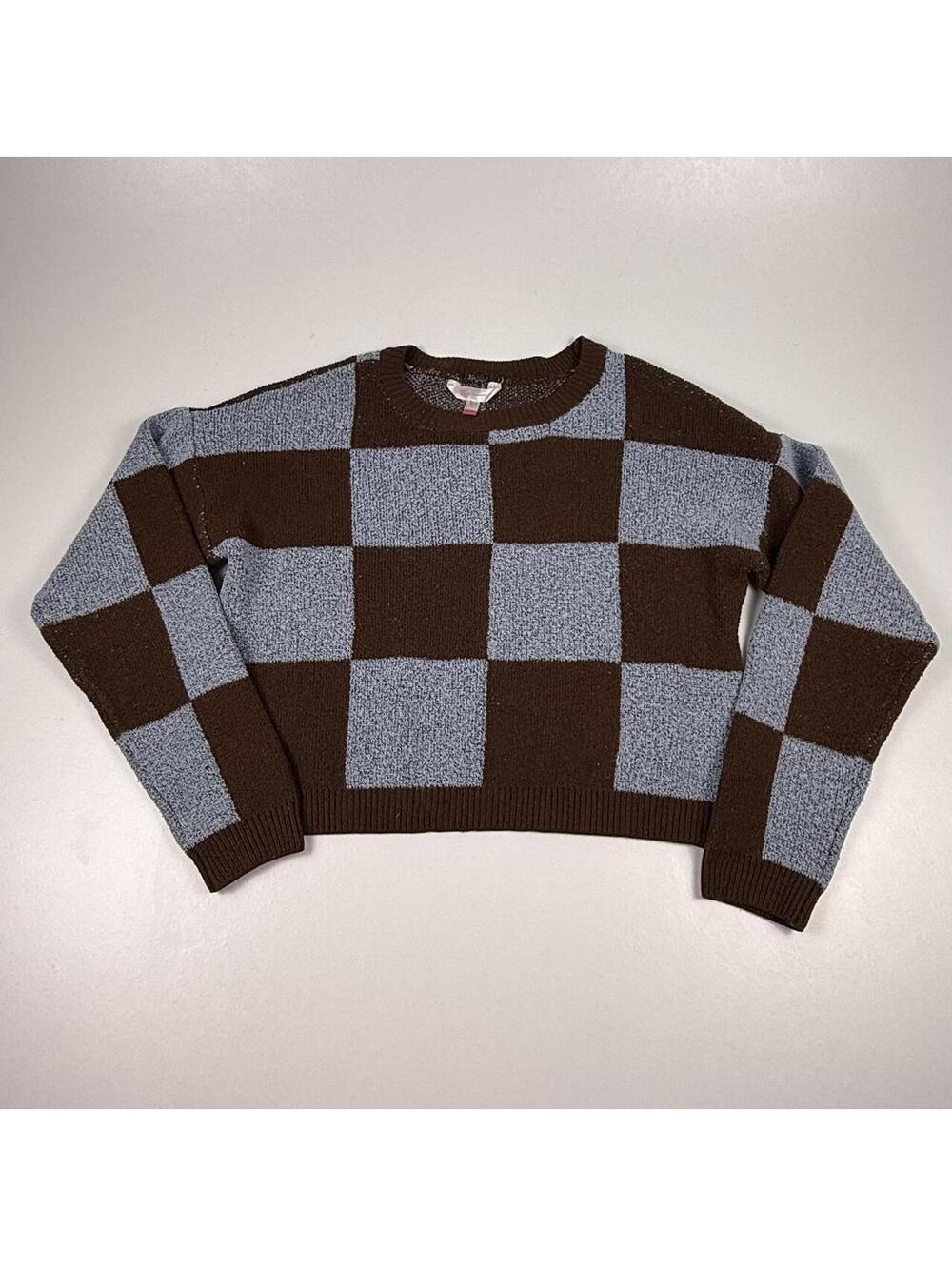 No Boundaries Women's Brown and Blue Sweater